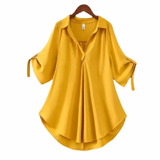 2023 Primavera Casual Cintura elástica Gasa Manga larga Camisa de moda sexy Blusas para mujeres